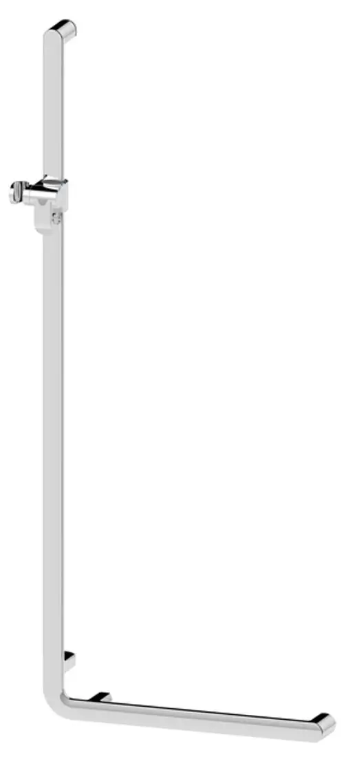 Verchromter Griff von Keuco mit Brausehalter, geeignet zur Wandmontage, in eleganter Form und stabiler Bauweise.